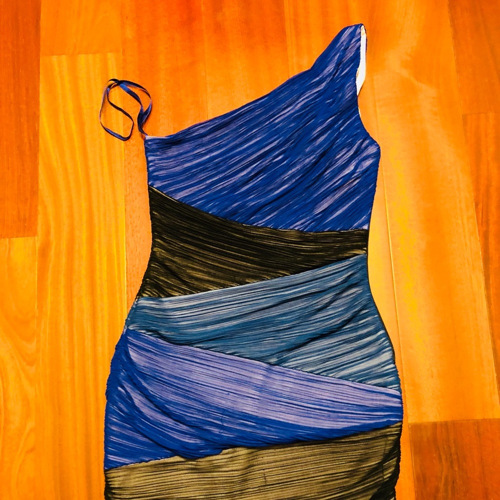 BCBGMaxazria one shoulder, knee length dress, NWOT